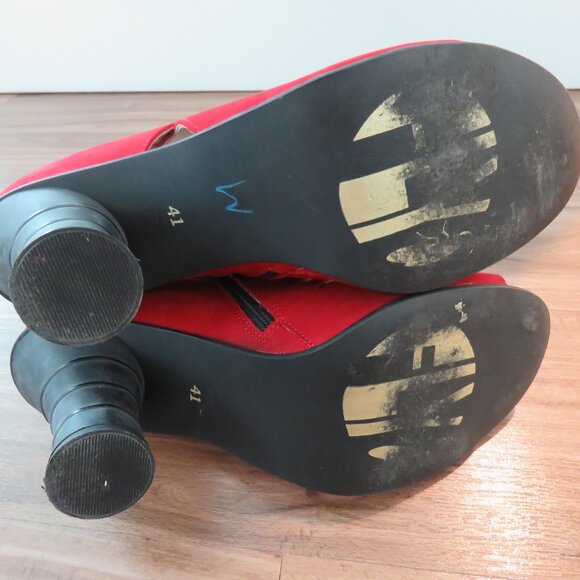 FLY LONDON Amid Suede Peep Toe Perforated Sandals in Red - Size US 10 - 10.5 - Picture 12 of 14